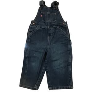 Levi’s Boy Denim Overalls 24M Blue Classic Bib Pants Western Cowboy Vintage Wash